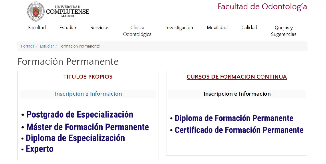 Formación Permanente UCM Odontología