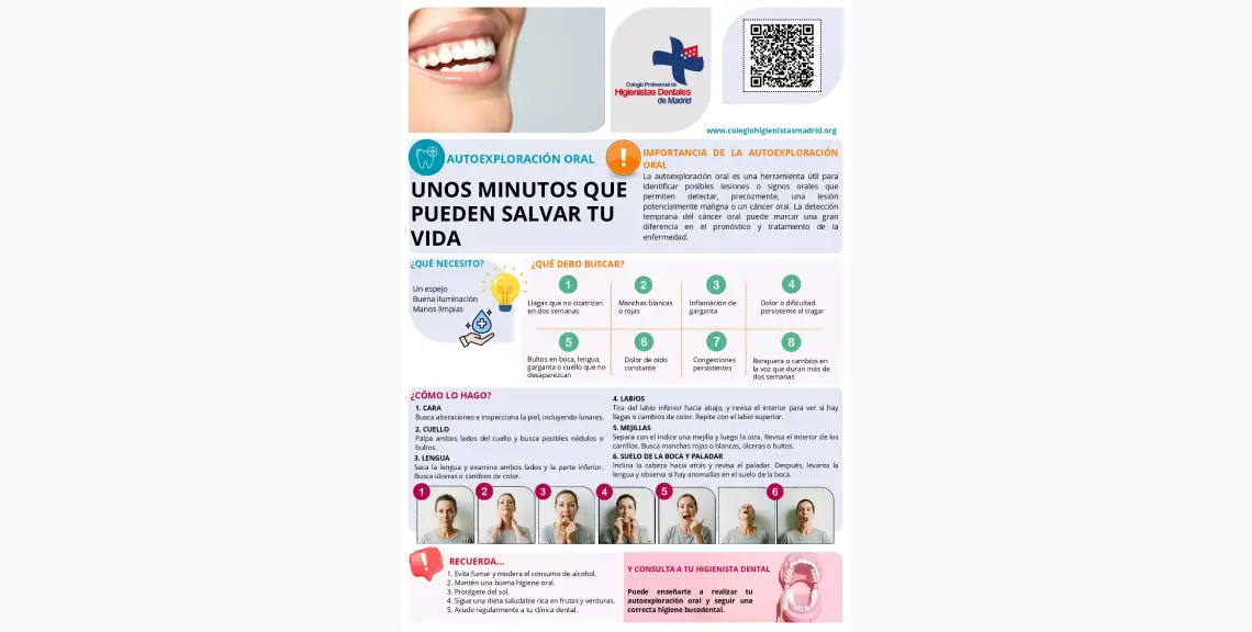 Infografía Colegio Higienistas Dentales de Madrid detectar cáncer oral
